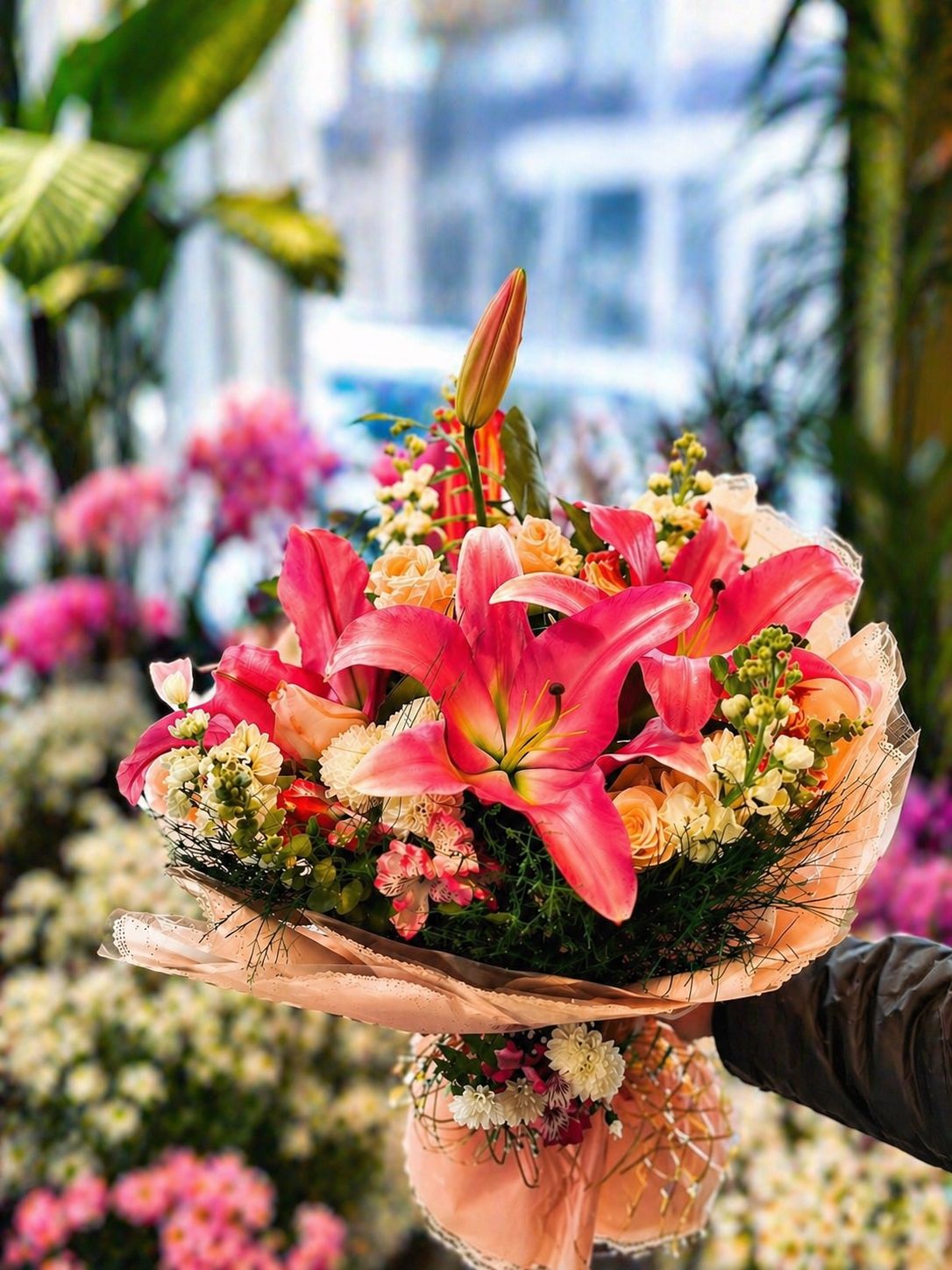 Pembe Lilyum Buketi